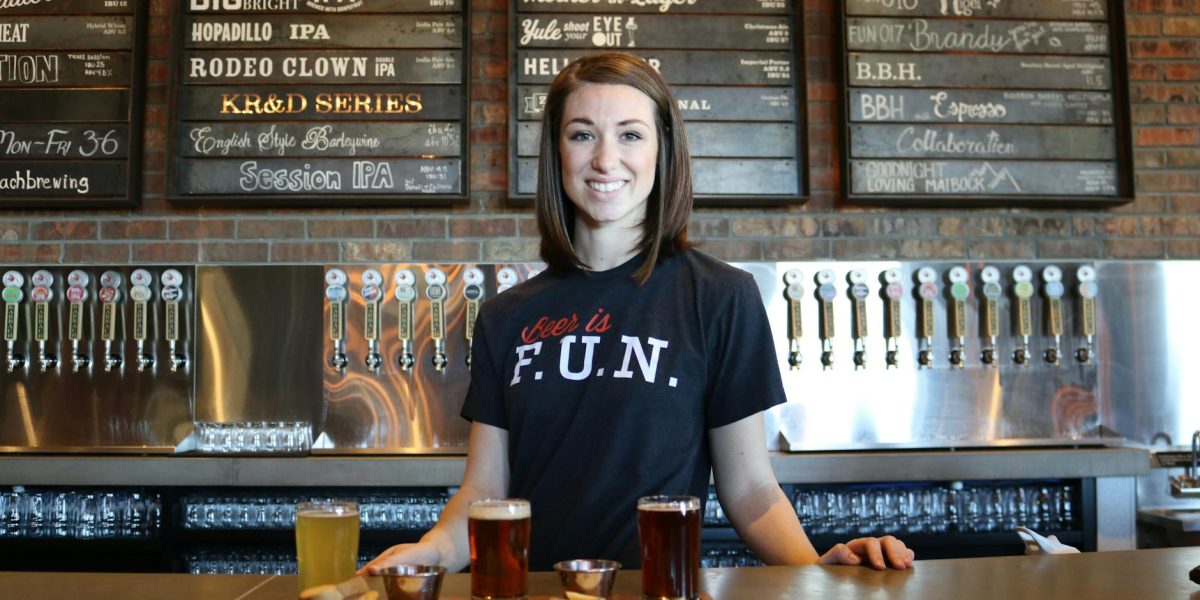 woman in front of table
